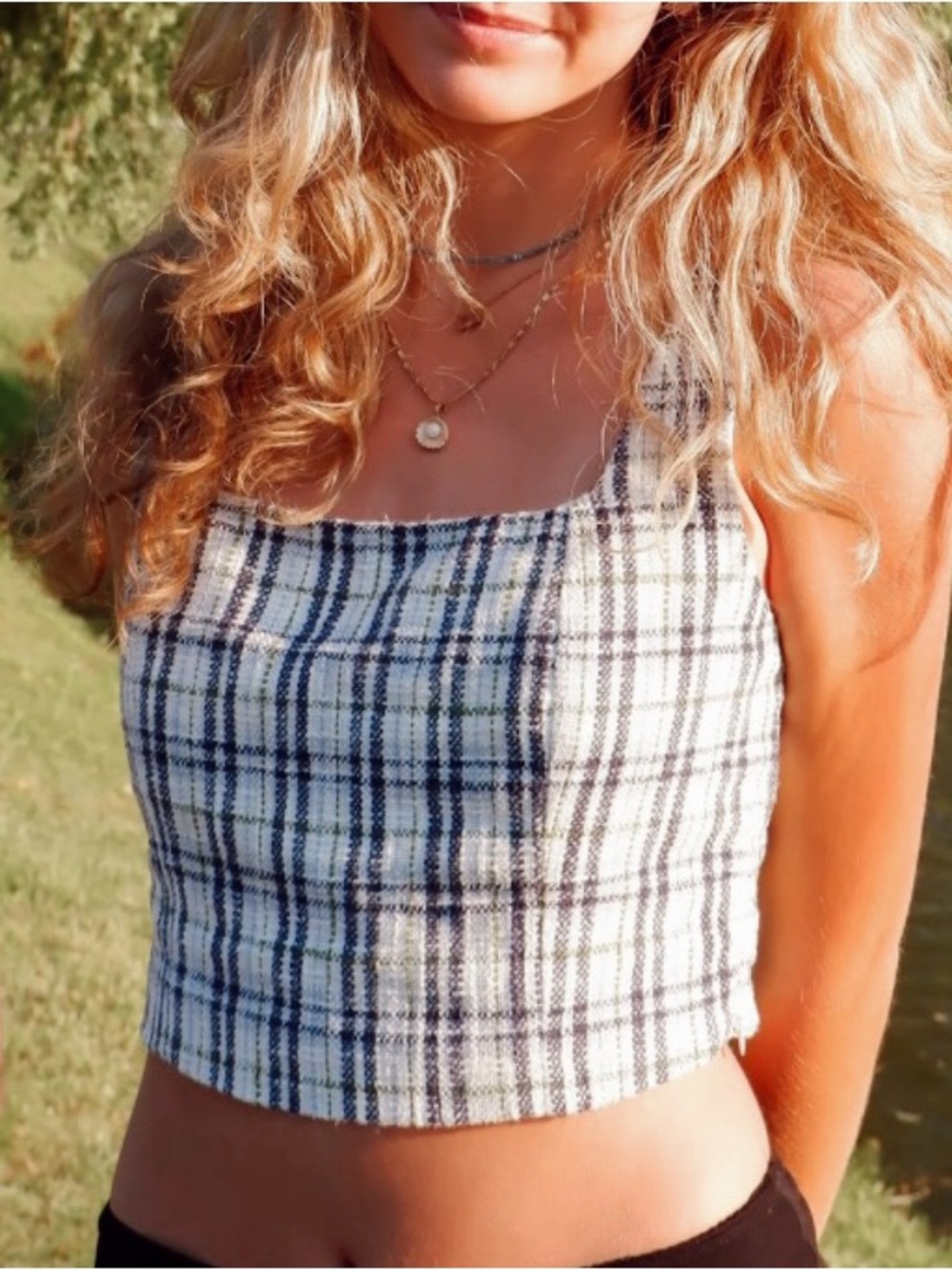Abercrombie & Fitch Blue and White Plaid Top